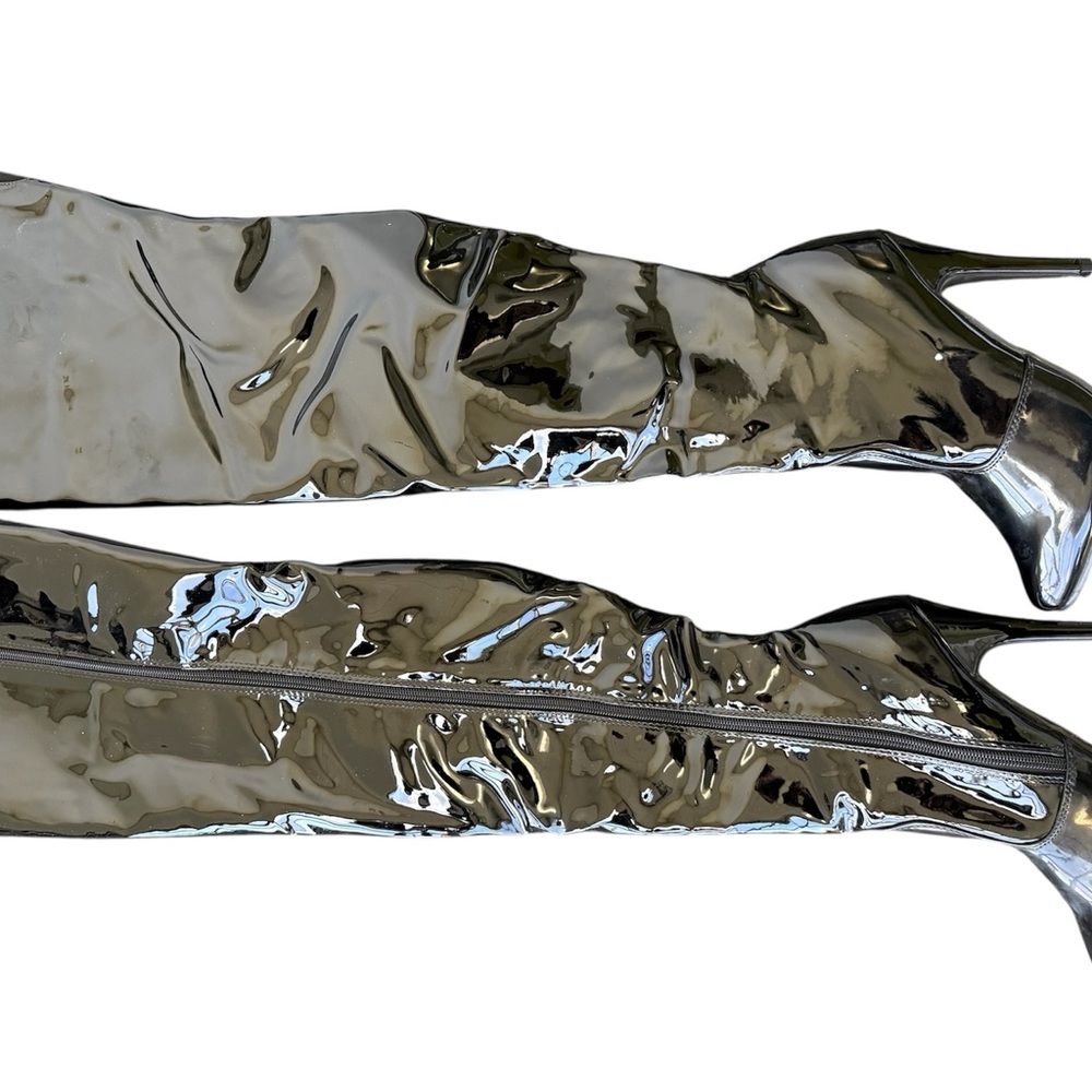 Shiny Metallic Over-the-Knee Boots